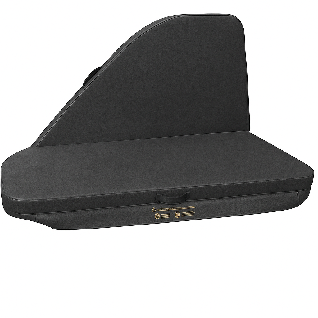 Black Polyshield hot tub cover with rubber handles and straps.