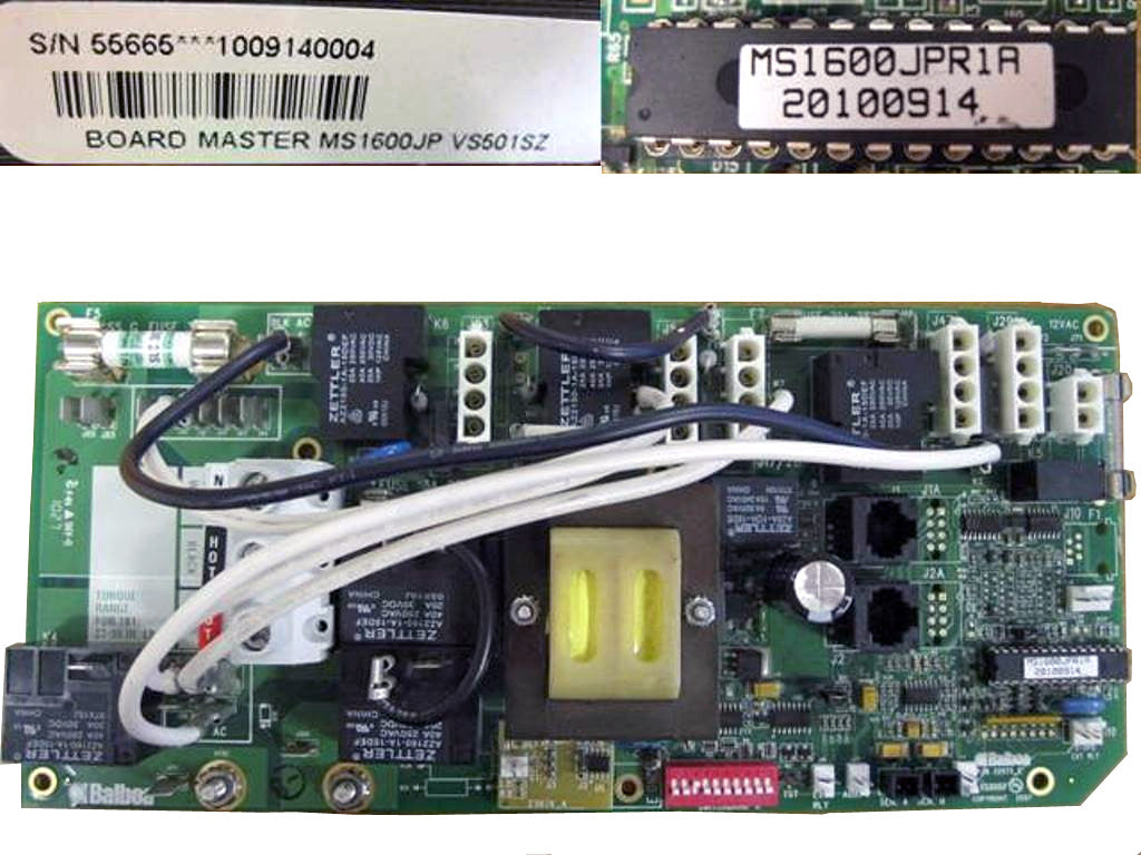 Master Spa - X801140 - Balboa Equipment MS1600JPL PC Circuit Board - Front View