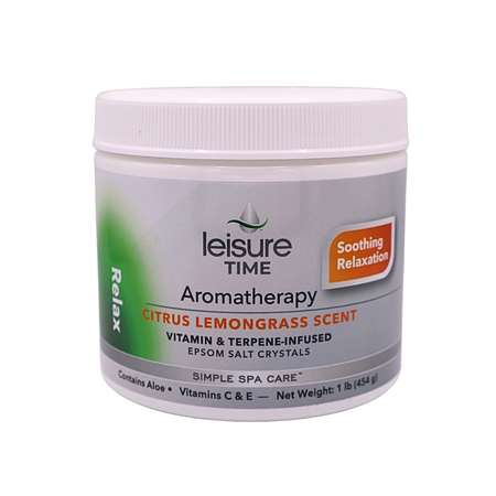 Leisure Time Aromatherapy product with citrus lemongrass scent on a white background