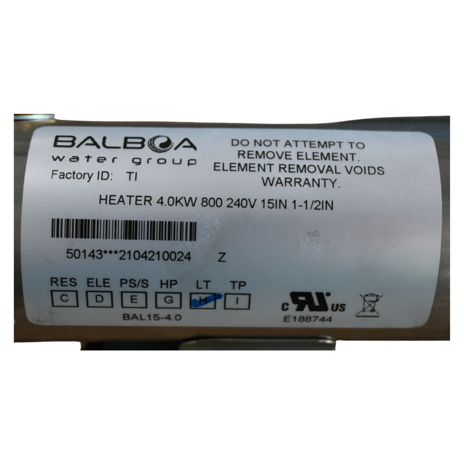 X801100 - Heater Assembly, 4.0kW with Pressure Switch