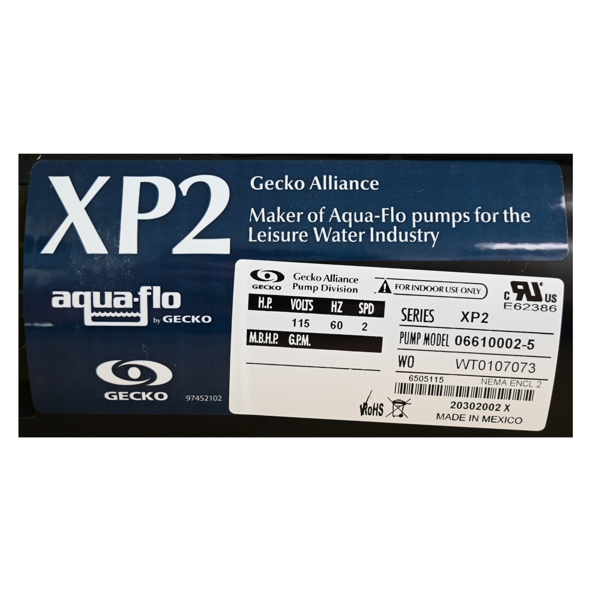 XP2 Gecko Alliance Pump, 9.8A 2-Speed, 120V Spa Pump XP2 Gecko Alliance Pump, 9.8A 2-Speed, 120V Spa Pump