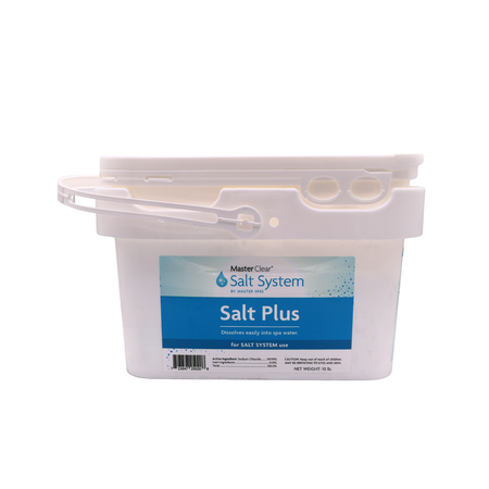 White container labeled 'Salt Plus' by Master Salt on a white background