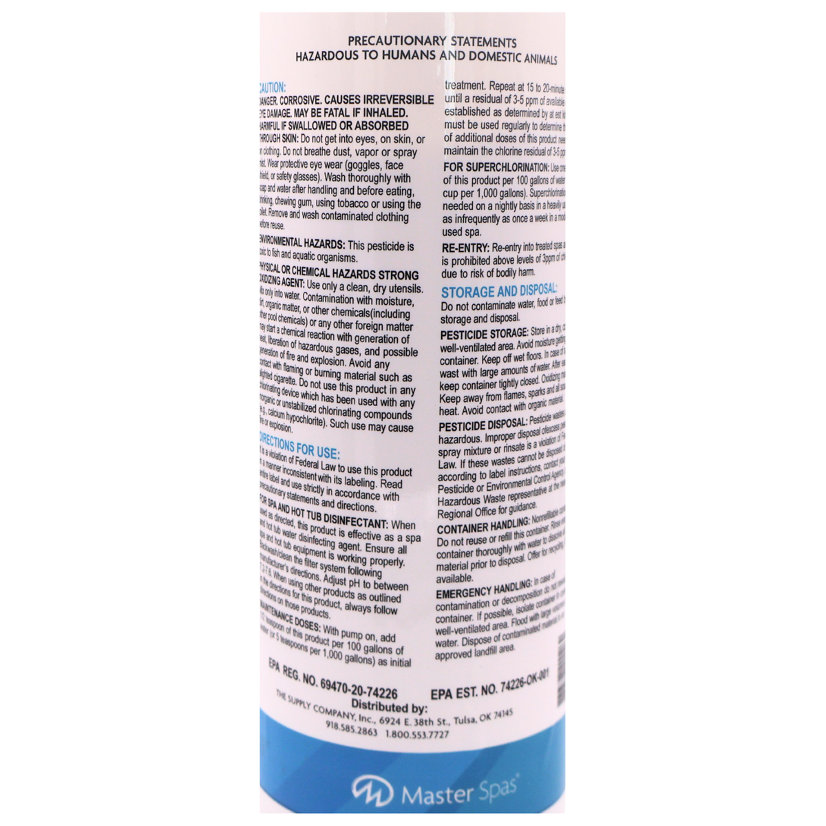Master Clear Chlorinating Granules 2lbs Back