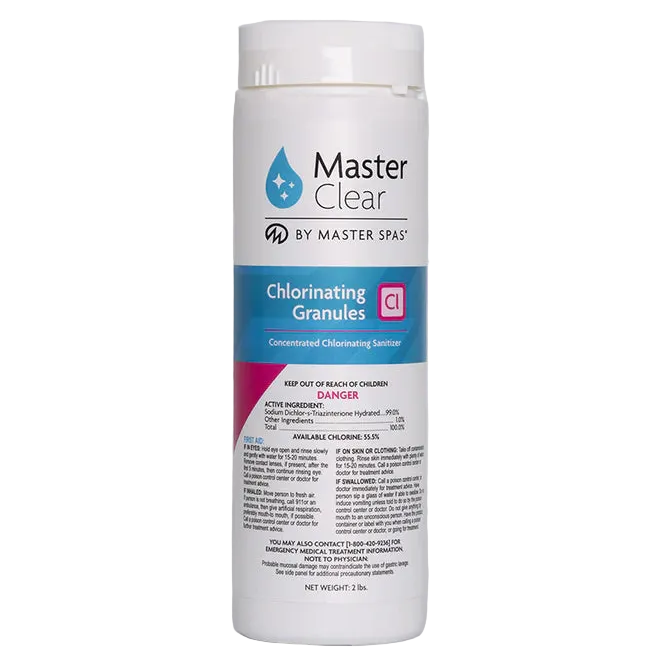 Master Clear Chlorinating Granules 2lbs Front