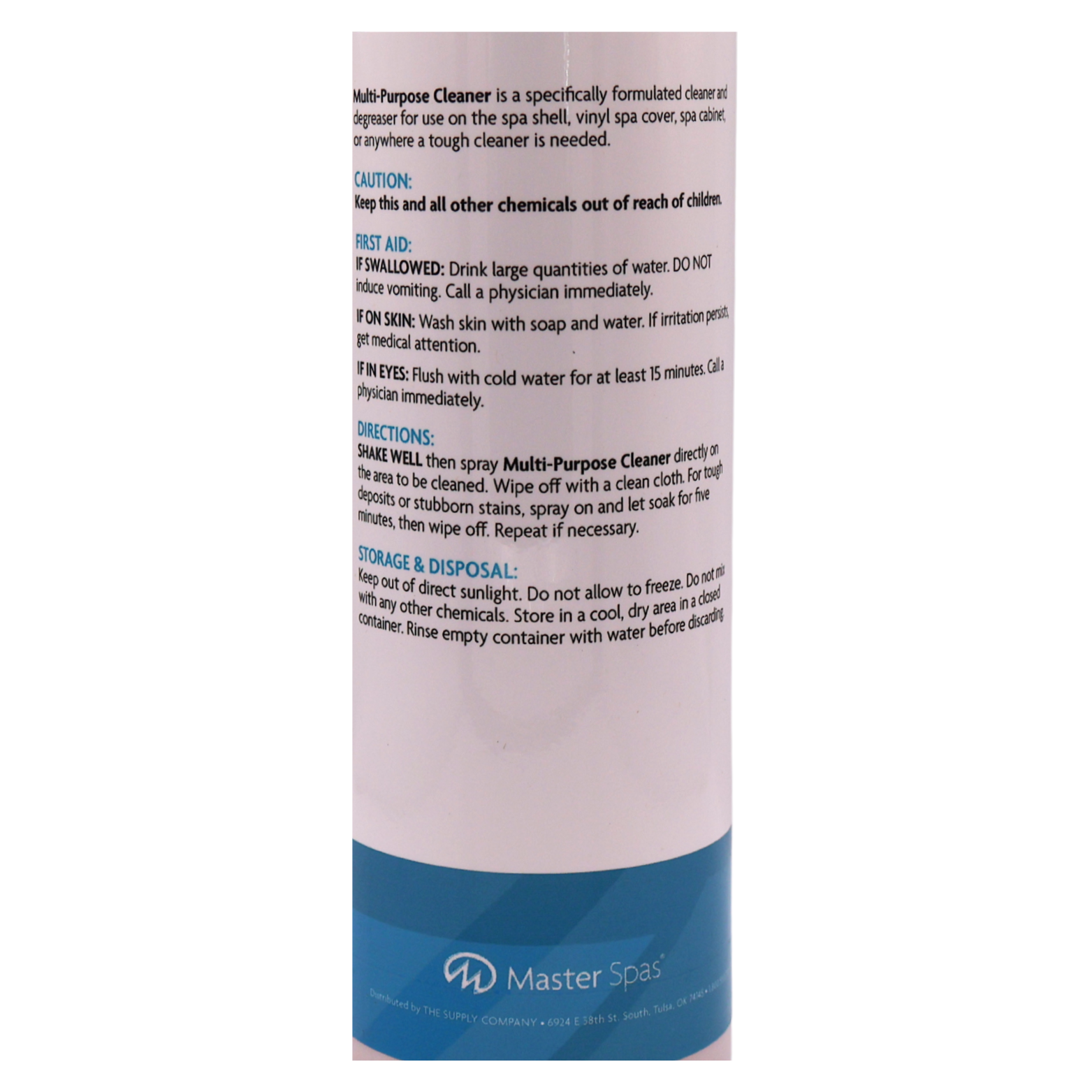 Master Clear Multi-Purpose Cleaner 16 oz. Back