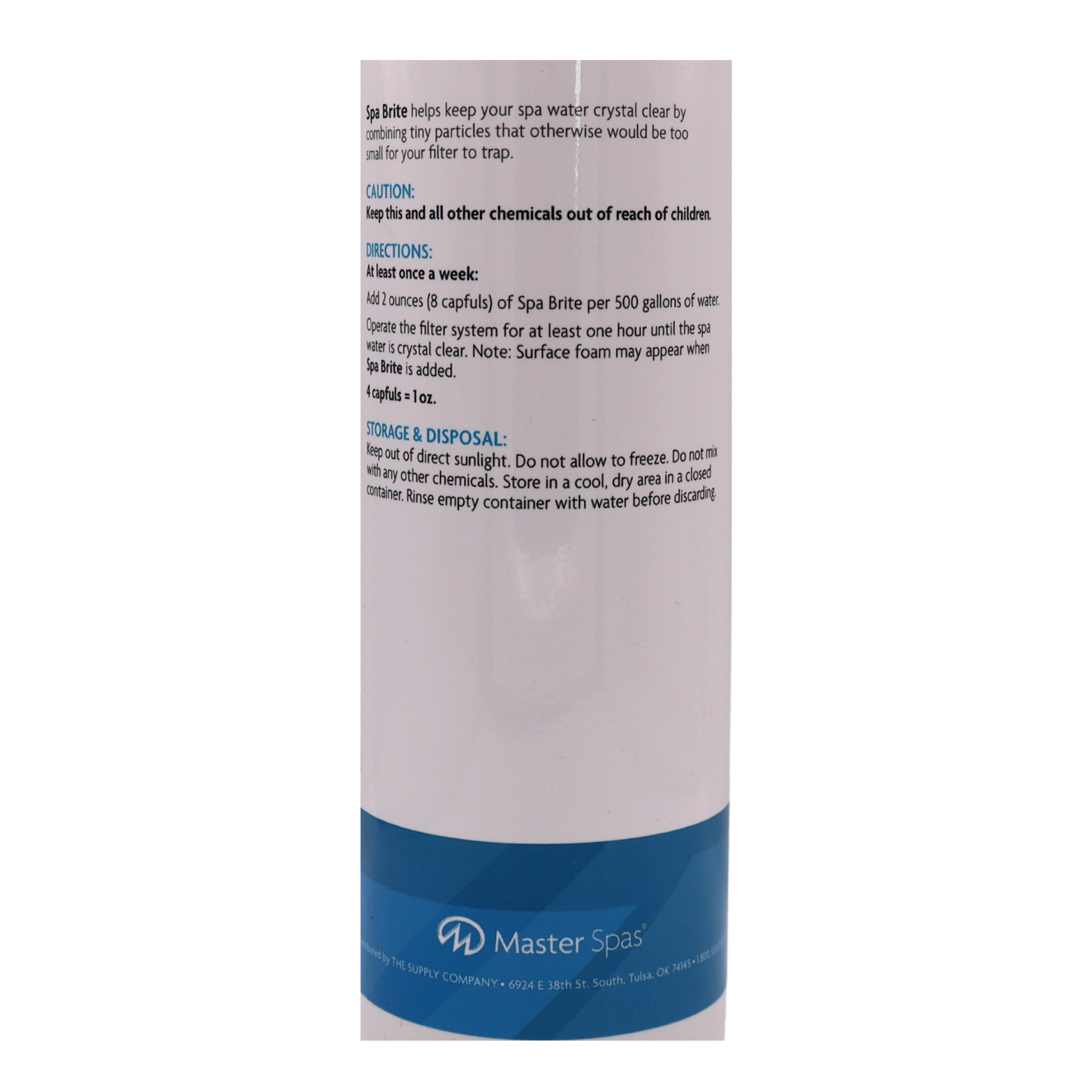 Master Clear Spa Brite 16 fl. oz. Back