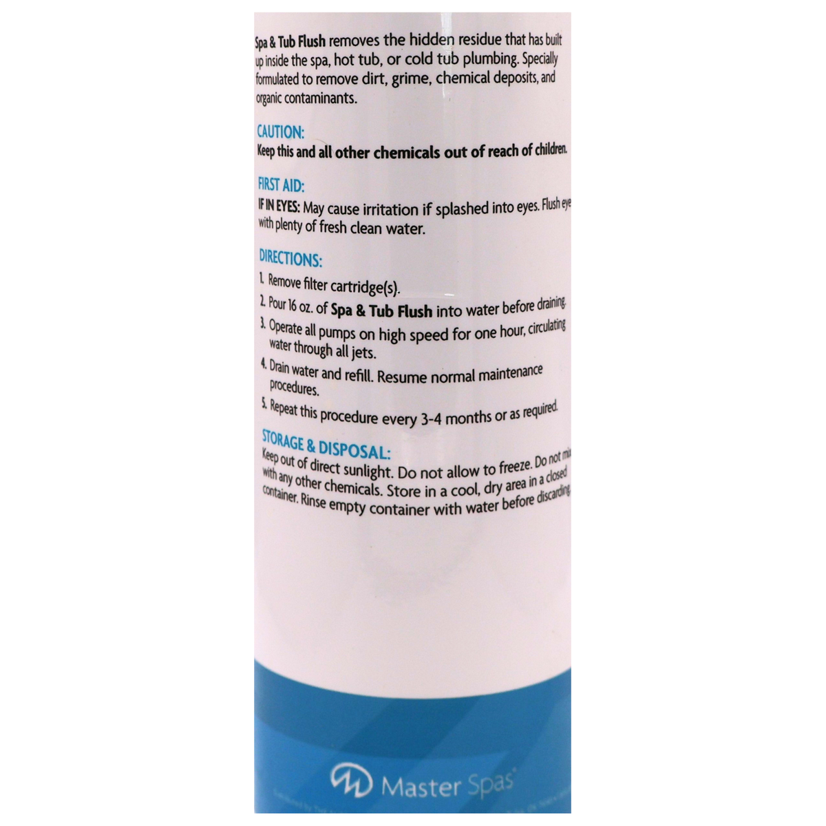 Master Clear Spa and Tub Flush 16 fl. oz. Back