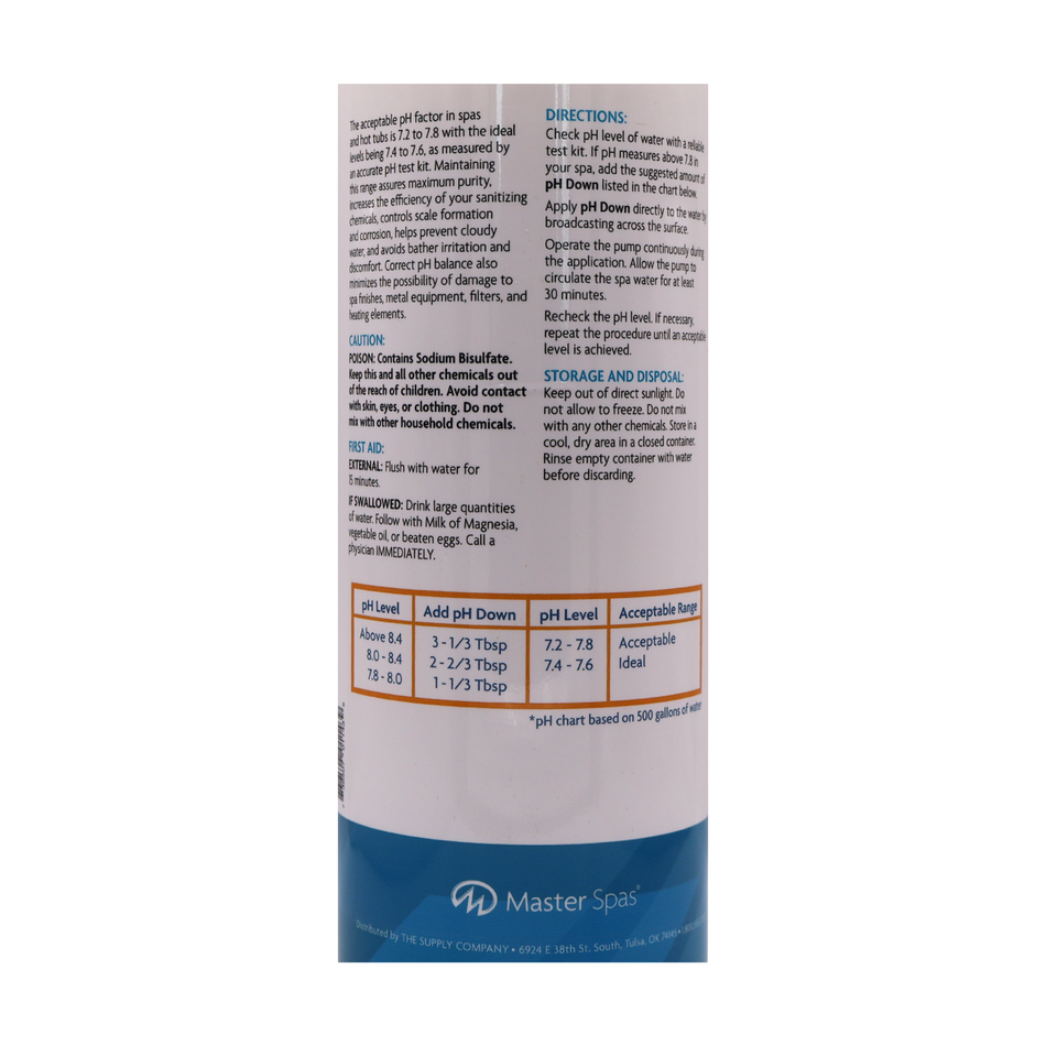 Master Clear pH Down 3lbs. Back