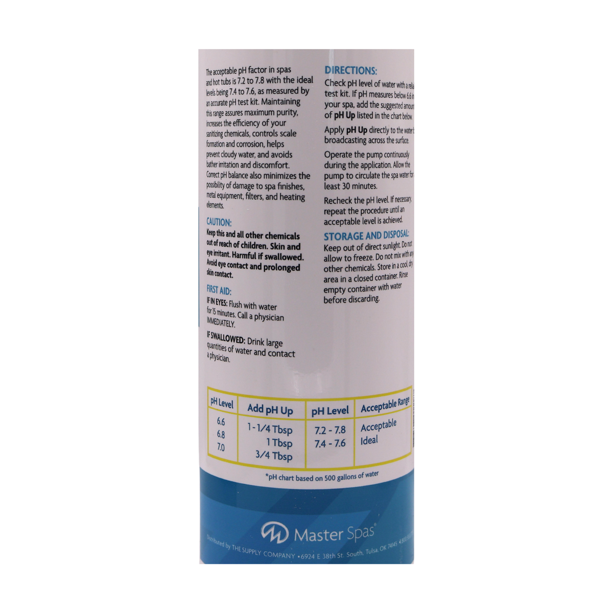 Master Clear pH Up 2lbs. Back