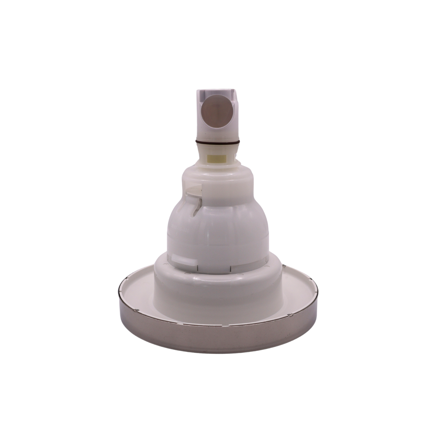 White cylindrical object with a circular base on a white background